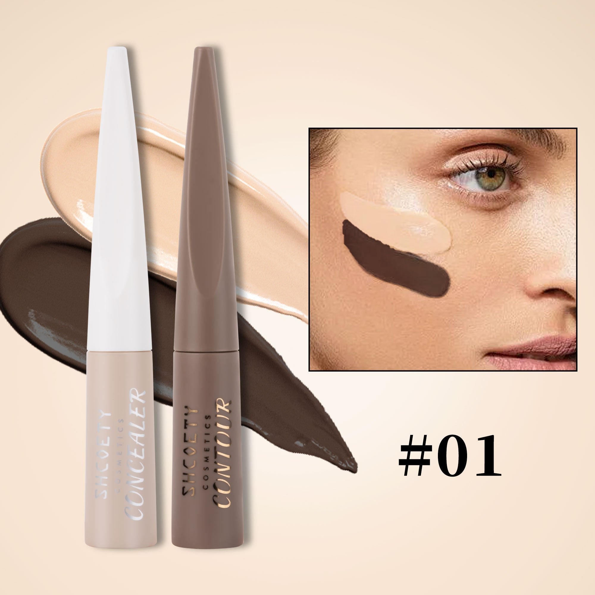 Dual Liquid Concealer & Contour Kit ¨C Long-Wear, Non-Transfer & Effortless Blend ¨C 4.5ml x 2