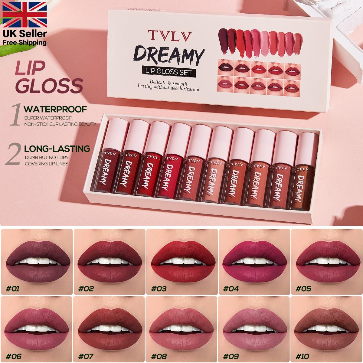 10pcs Lip Gloss Set, 10 Shades Lip Glaze Set, Waterproof, Long-Lasting, Delicate and Smooth Finish Lip Stick Set