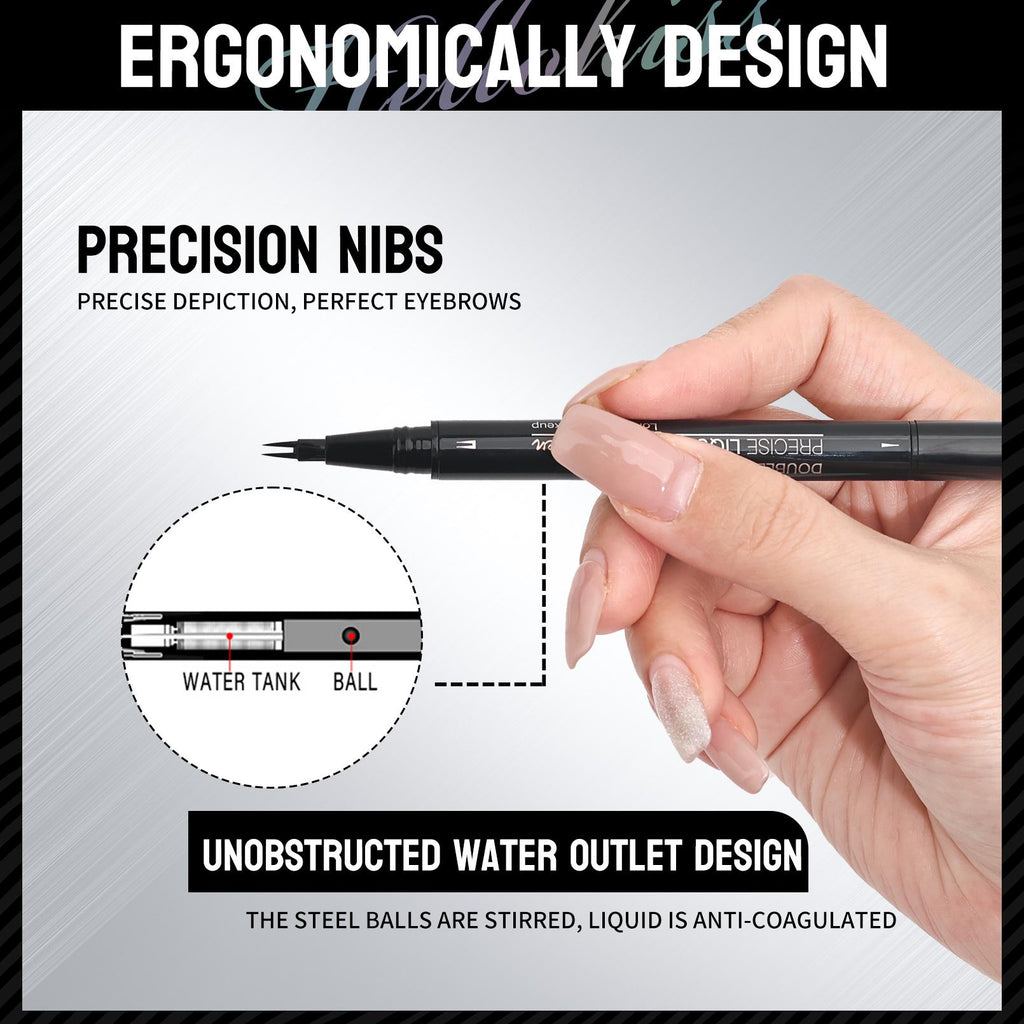 Double-Ended Eyebrow Pencil with Fork Tip & Brush ¨C Precise Liquid Brow Shaping, Easy Application for Beginners, Complete Eyebrow Grooming Kit