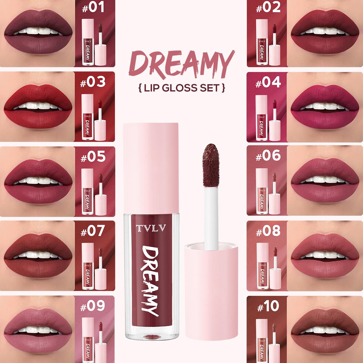 10pcs Lip Gloss Set, 10 Shades Lip Glaze Set, Waterproof, Long-Lasting, Delicate and Smooth Finish Lip Stick Set