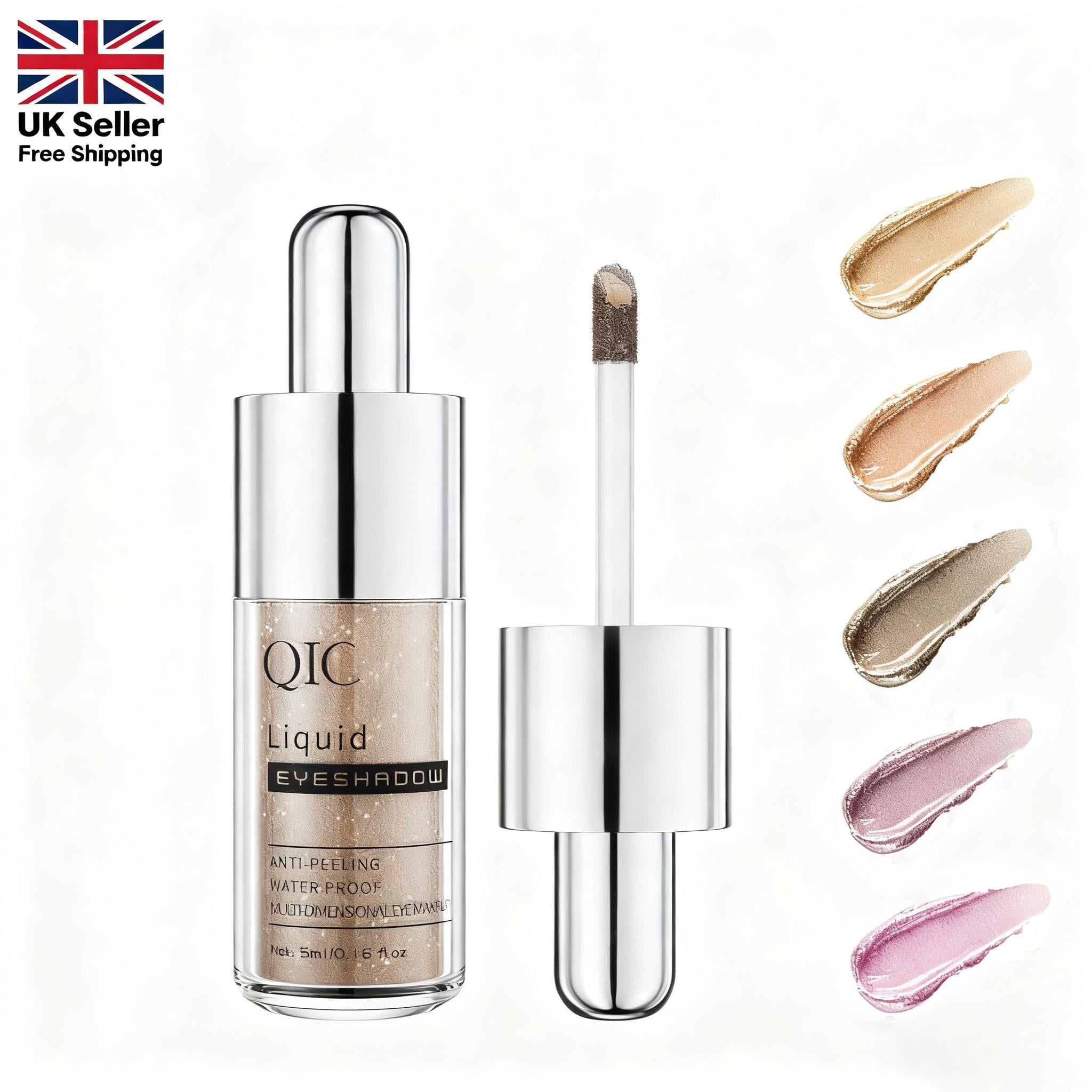 Liquid Glitter Eyeshadow, Long-lasting, Crease-proof Liquid Eyeshadow, Smudge-Proof, Metallic Shimmer Eye Makeup