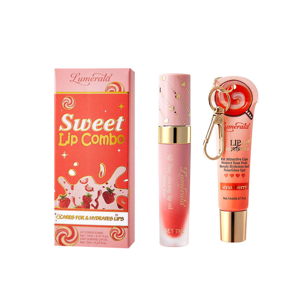 Lip Duo, Lip Conditioner & Lip Oil Set, Supreme Hydration & High-Shine Gloss, Moisturizing Lip Care Duo for Dry Chapped Lips, Travel-frindly