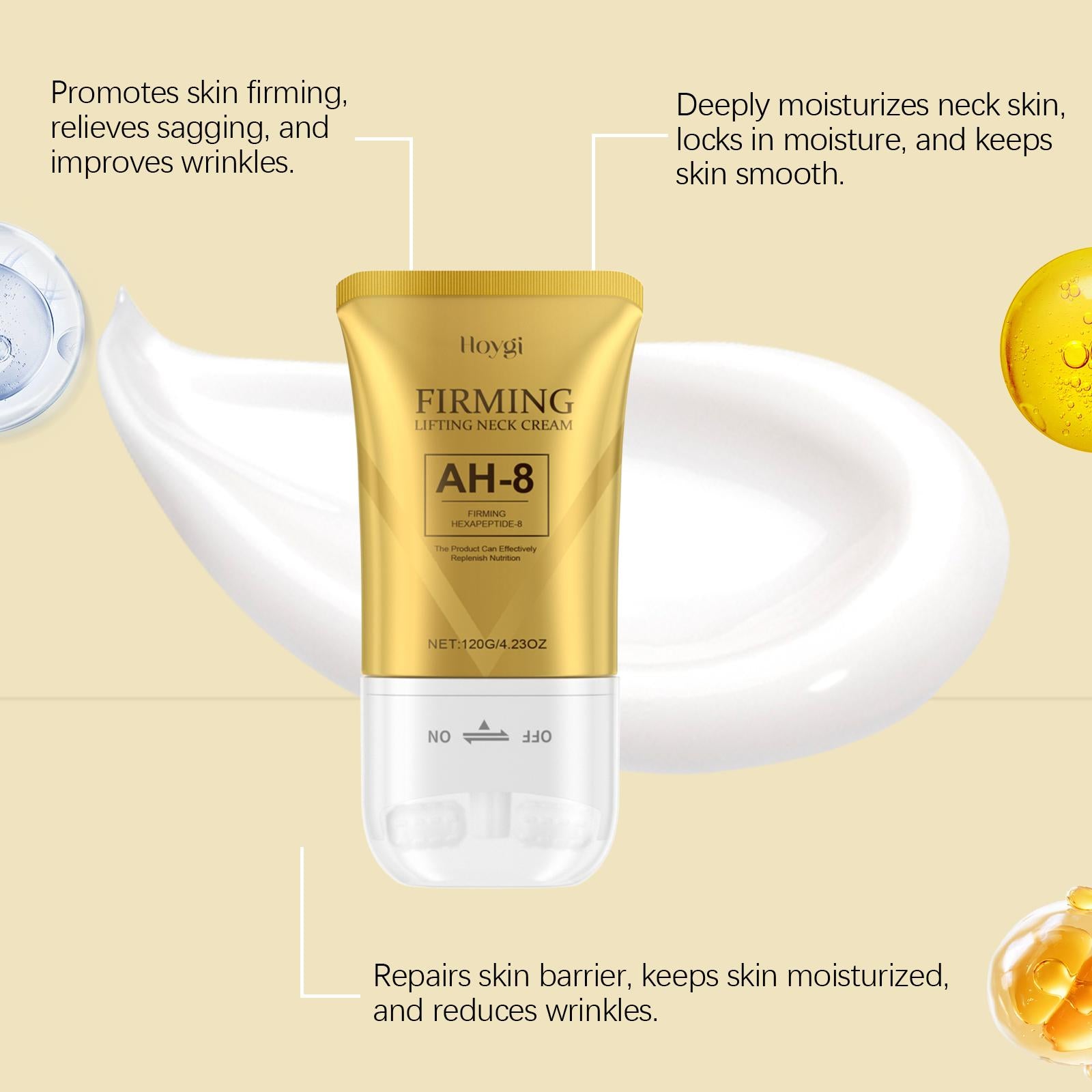 Neck Cream-Firming and Lifting Neck Cream, Double Roller Massage, Deep Moisturizing for Neck, Firming the Neck for Women