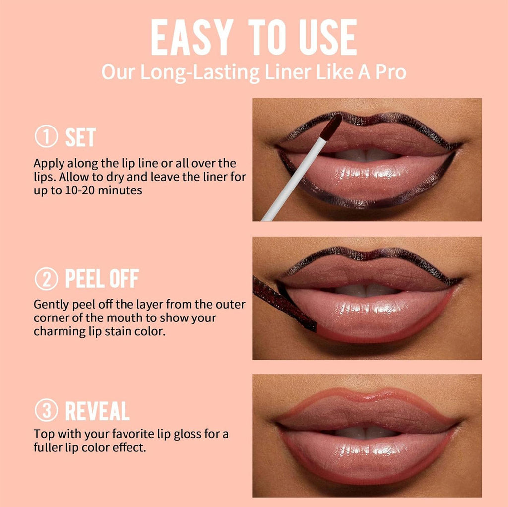 LIP LINER STAIN-Peel-Off Lip Liner Stain, Long-Lasting,  Non-Fading Lip Liner Tattoo for Women