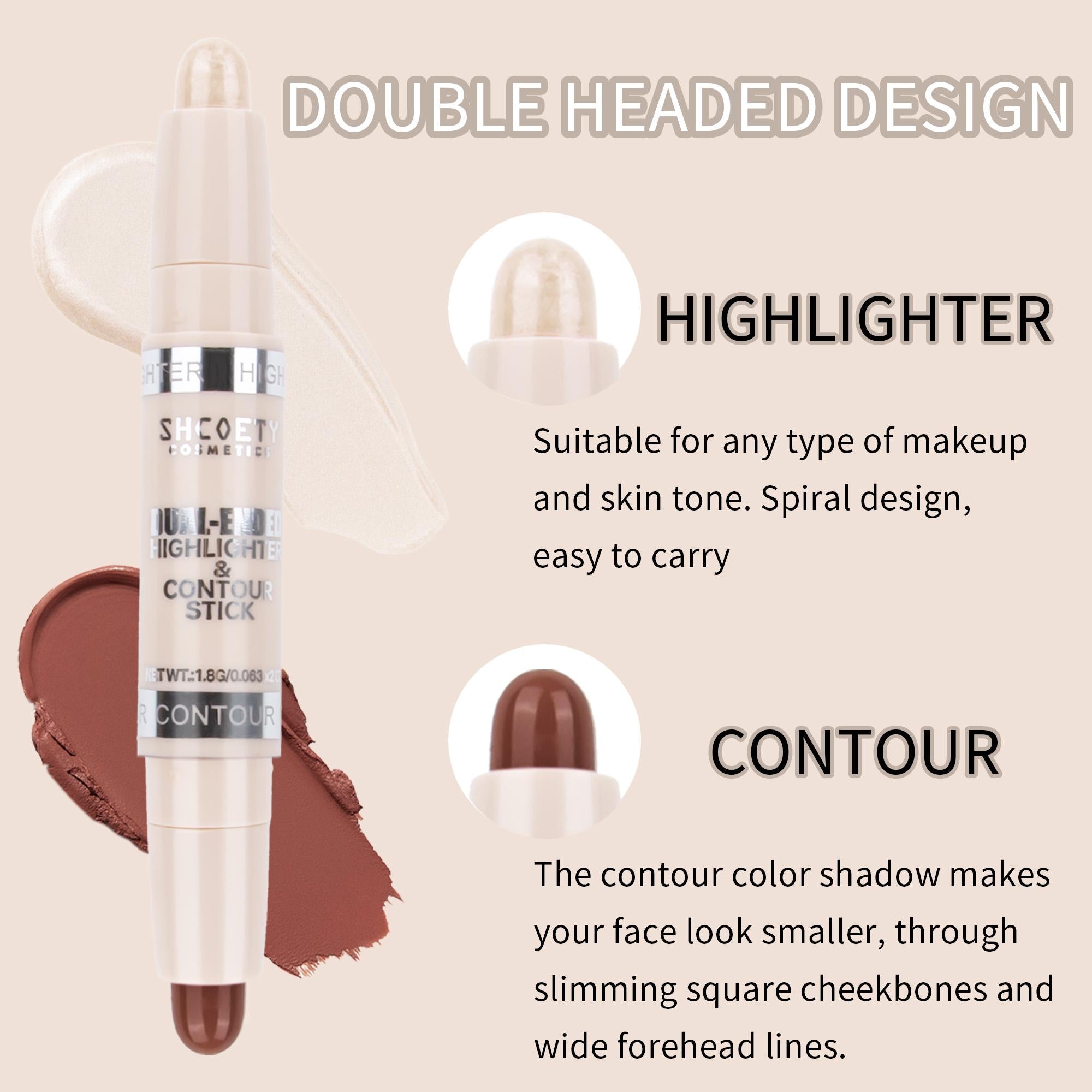 4pcs Double-Ended Contour & Highlight Stick, Long Lasting & Sculpt 3D Effects for Women