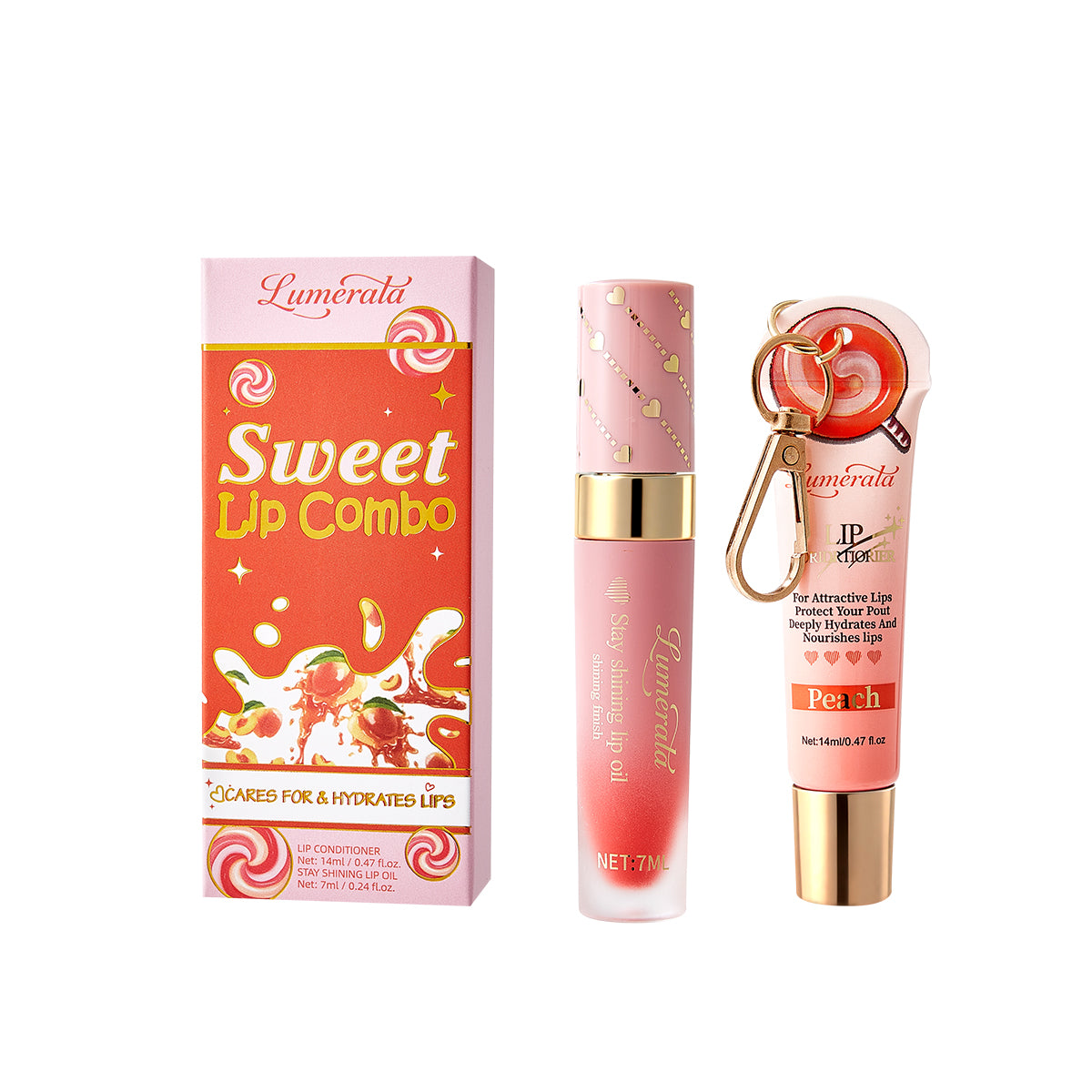 Lip Duo, Lip Conditioner & Lip Oil Set, Supreme Hydration & High-Shine Gloss, Moisturizing Lip Care Duo for Dry Chapped Lips, Travel-frindly