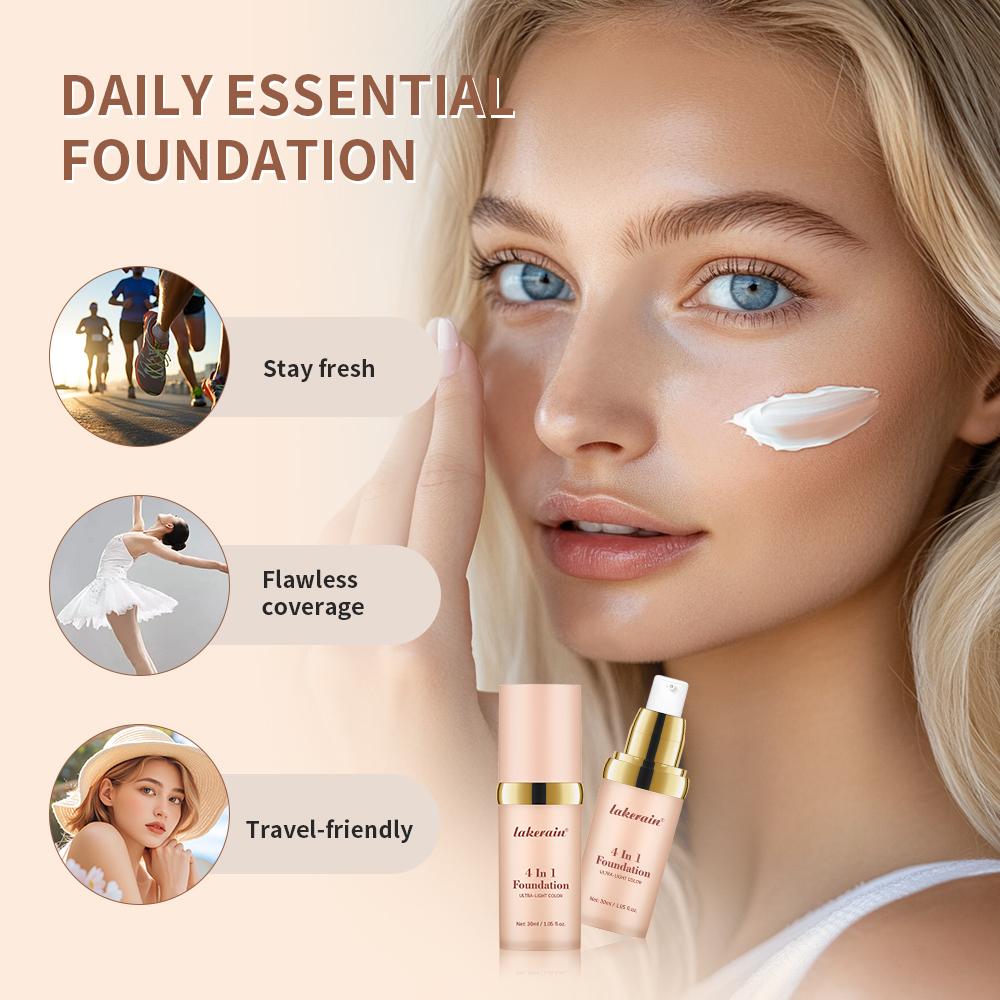 Color Changing Foundation, Perfect Concealer & Sun Protection & Moisturizing & Even Skin Toning, 4 In 1 Moisturizing Full Coverage Liquid Foundation