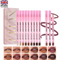 Lip Liner Set, 12pcs Moisturizing Matte Lip Liner Pencil, Non-fading Long Lasting, Easy Coloring Lip Liner Pen for All Occasions Lip Makeup, Lip Cosmetic for Women&Girls, Lip Stain, Makeup Tools