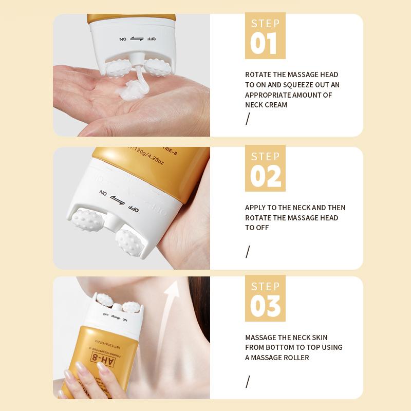 Neck Cream-Firming and Lifting Neck Cream, Double Roller Massage, Deep Moisturizing for Neck, Firming the Neck for Women