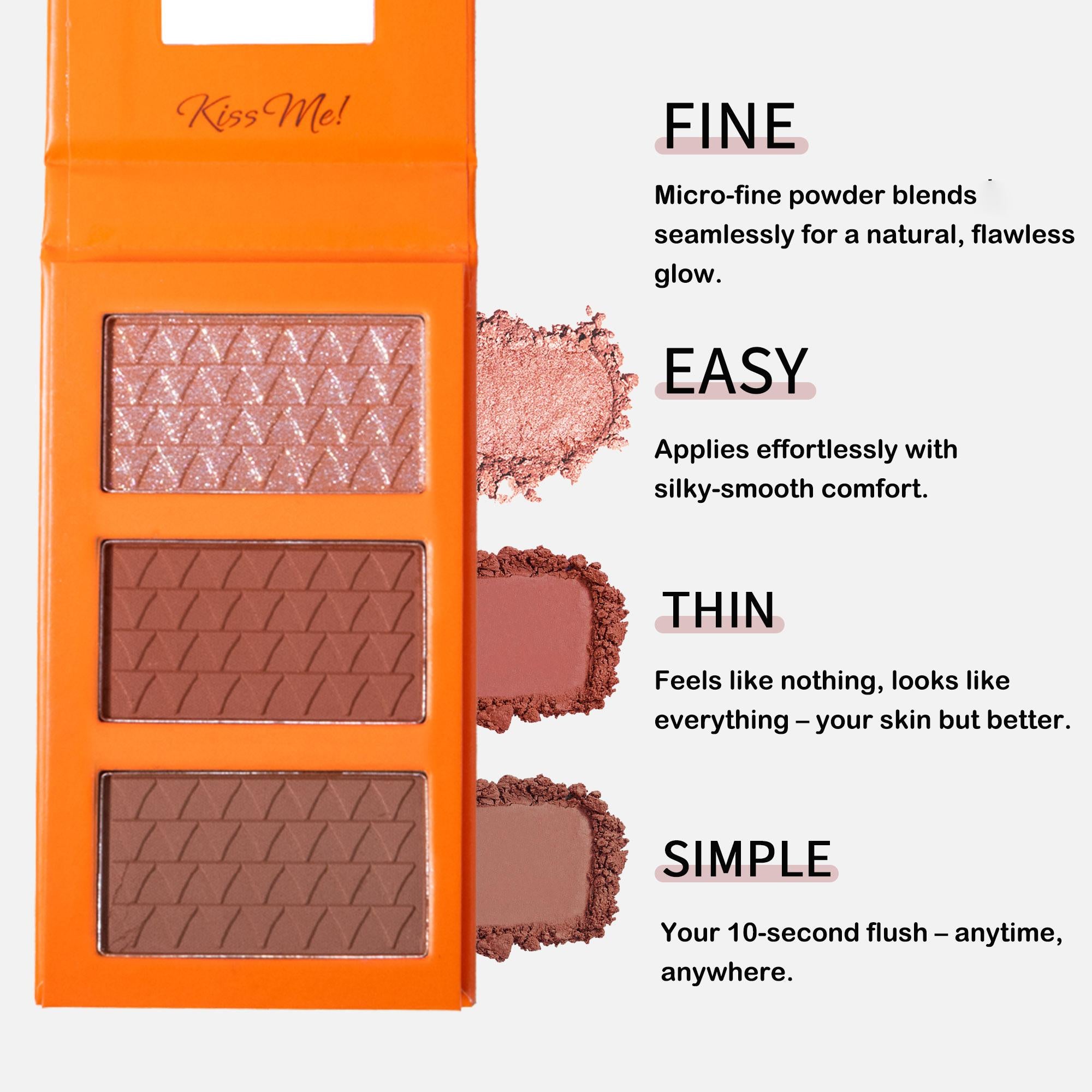 3 Colors Contour Powder Palette, Long-lasting & Create Natural 3D Effect for Women