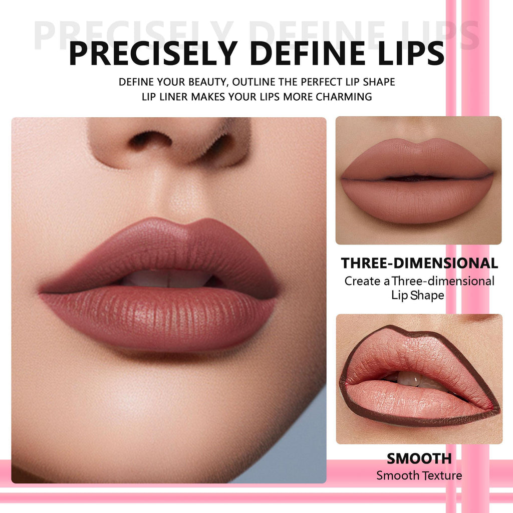 Lip Liner Set, 12pcs Moisturizing Matte Lip Liner Pencil, Non-fading Long Lasting, Easy Coloring Lip Liner Pen for All Occasions Lip Makeup, Lip Cosmetic for Women&Girls, Lip Stain, Makeup Tools