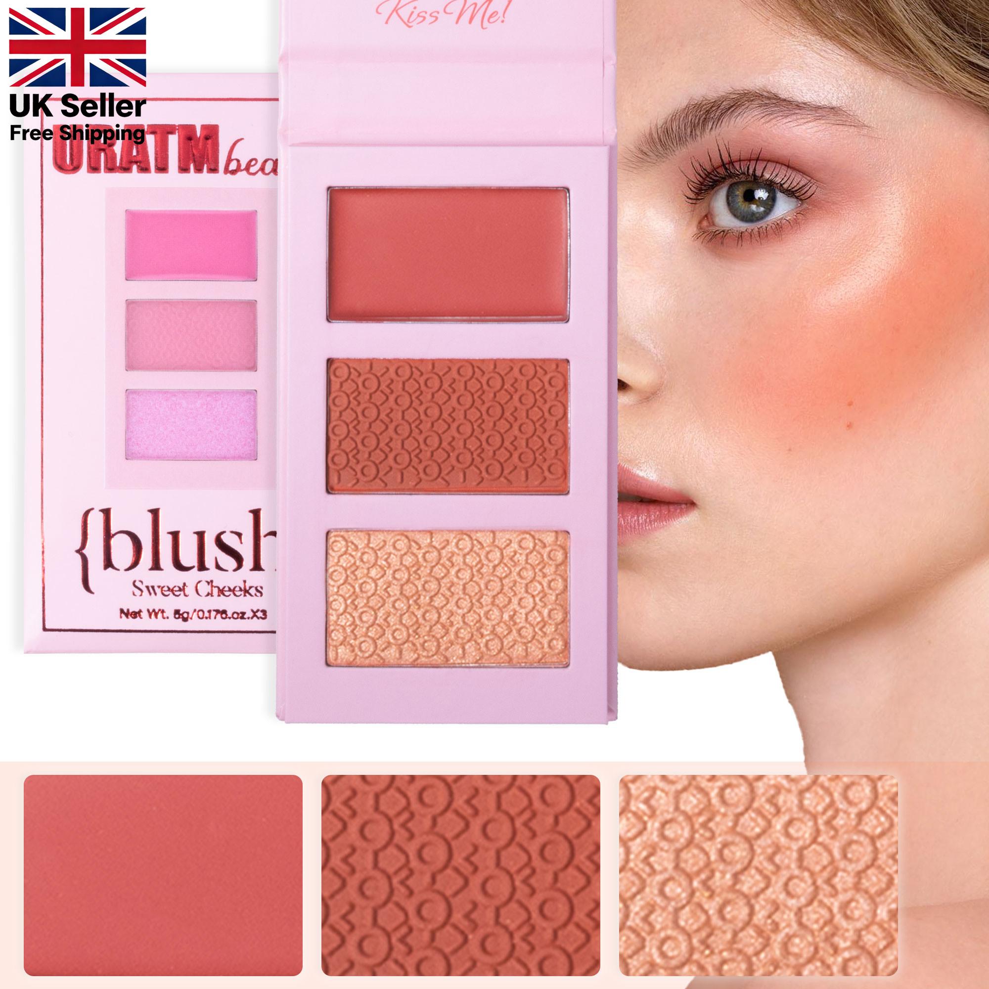 3 Colors Blush Palette, Multi-Use Makeup Powder Blush Palette, Cream Blush For Cheeks, Long-lasting with Natural Matte Finish for Women