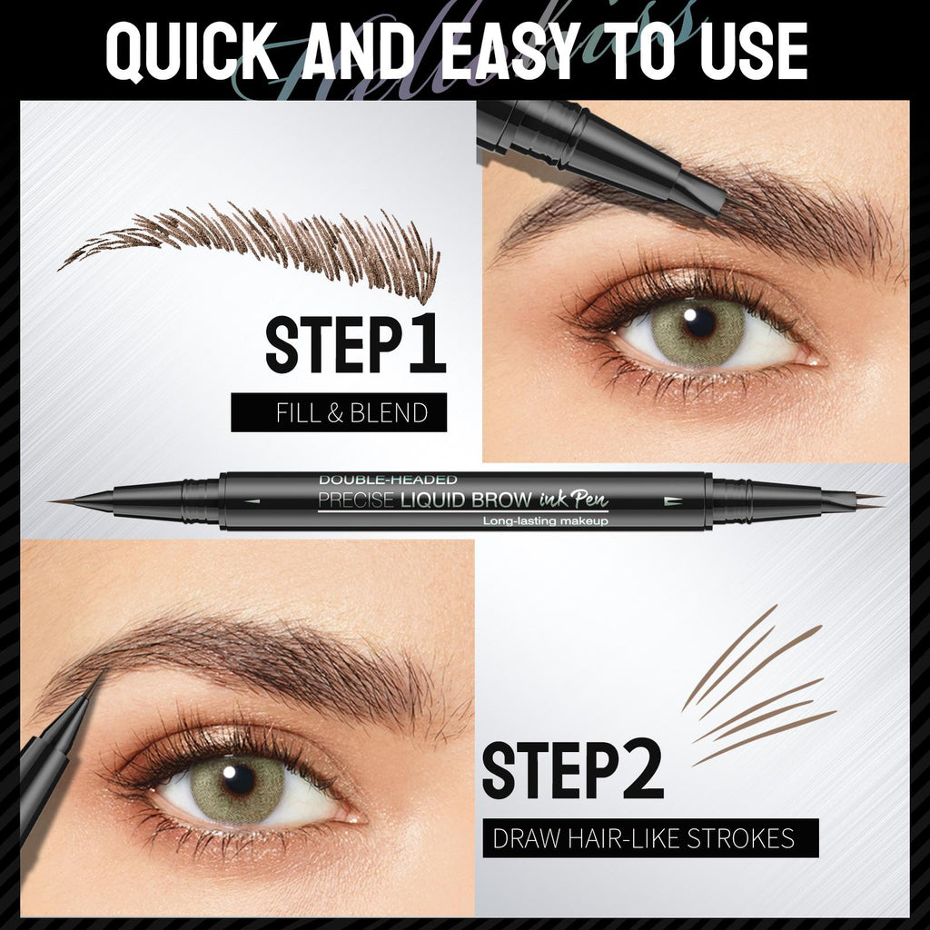 Double-Ended Eyebrow Pencil with Fork Tip & Brush ¨C Precise Liquid Brow Shaping, Easy Application for Beginners, Complete Eyebrow Grooming Kit
