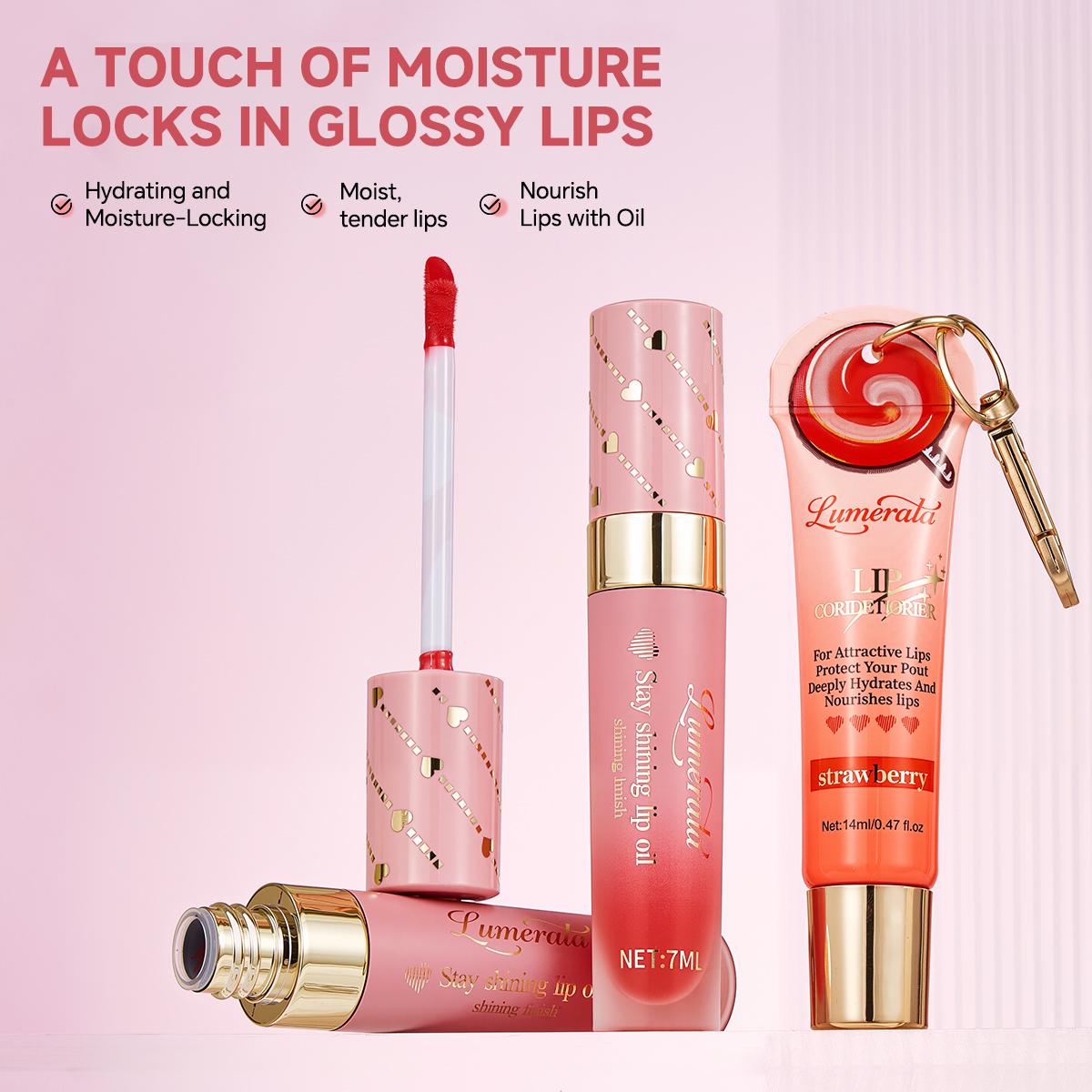 Lip Duo, Lip Conditioner & Lip Oil Set, Supreme Hydration & High-Shine Gloss, Moisturizing Lip Care Duo for Dry Chapped Lips, Travel-frindly
