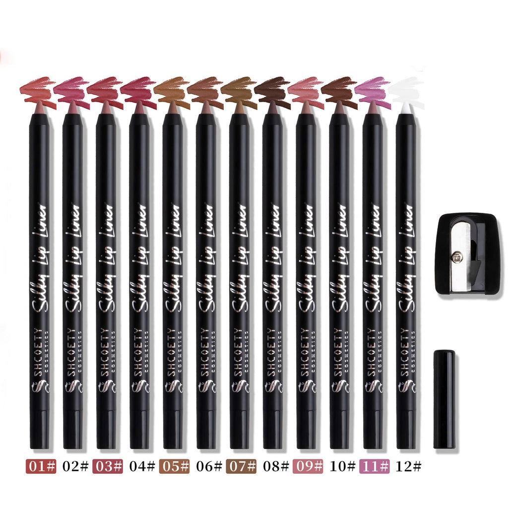 Multi Stick Lip Liner, 12pcs/Set Long Lasting Lip Liner Set, Includes Sharpener, Waterproof Silky Lip Liner Pencil for Women