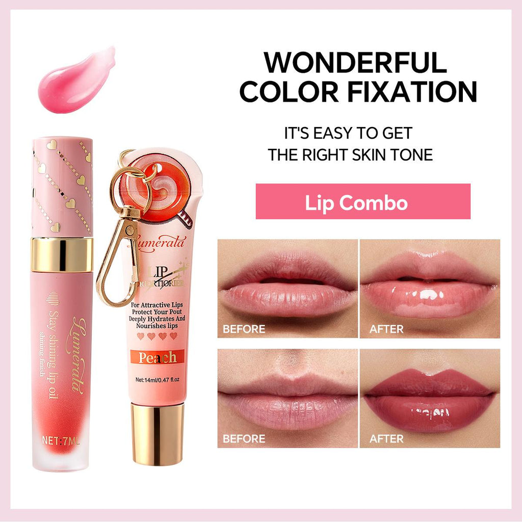 Lip Duo, Lip Conditioner & Lip Oil Set, Supreme Hydration & High-Shine Gloss, Moisturizing Lip Care Duo for Dry Chapped Lips, Travel-frindly