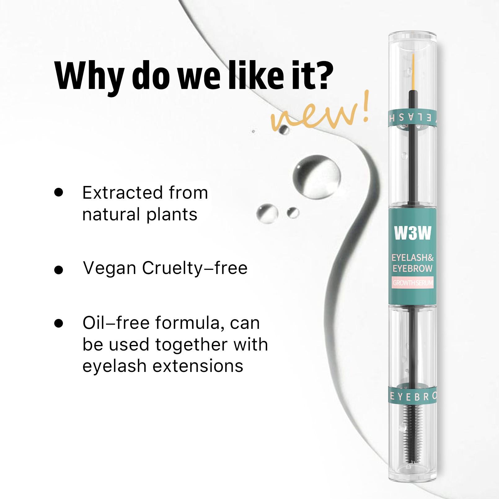 Eyelash & Brow Serum, Double-Ended Lash & Brow Care Formula, Gentle Nourishing Serum
