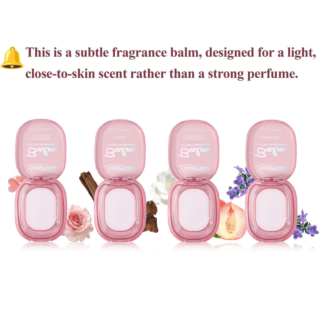 4 x Fresh-Scented Solid Body Fragrance Balm Set, Portable & Travel-Friendly Body Fragrance Balm for All Skin