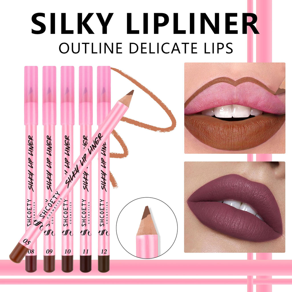 Lip Liner Set, 12pcs Moisturizing Matte Lip Liner Pencil, Non-fading Long Lasting, Easy Coloring Lip Liner Pen for All Occasions Lip Makeup, Lip Cosmetic for Women&Girls, Lip Stain, Makeup Tools