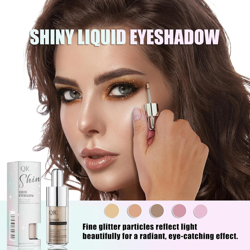 Liquid Glitter Eyeshadow, Long-lasting, Crease-proof Liquid Eyeshadow, Smudge-Proof, Metallic Shimmer Eye Makeup