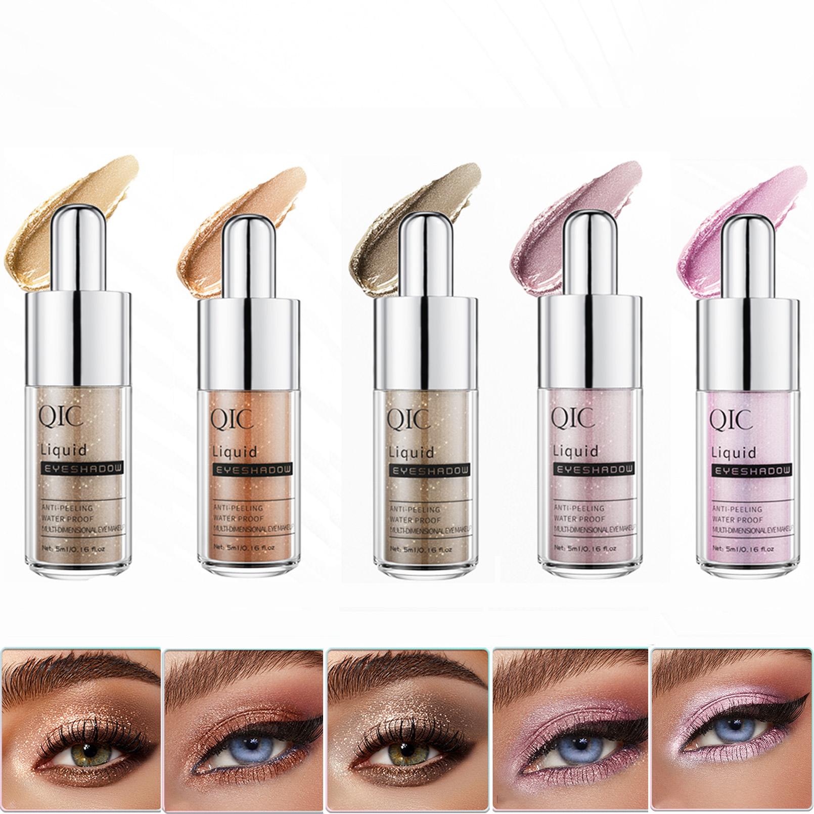Liquid Glitter Eyeshadow, Long-lasting, Crease-proof Liquid Eyeshadow, Smudge-Proof, Metallic Shimmer Eye Makeup