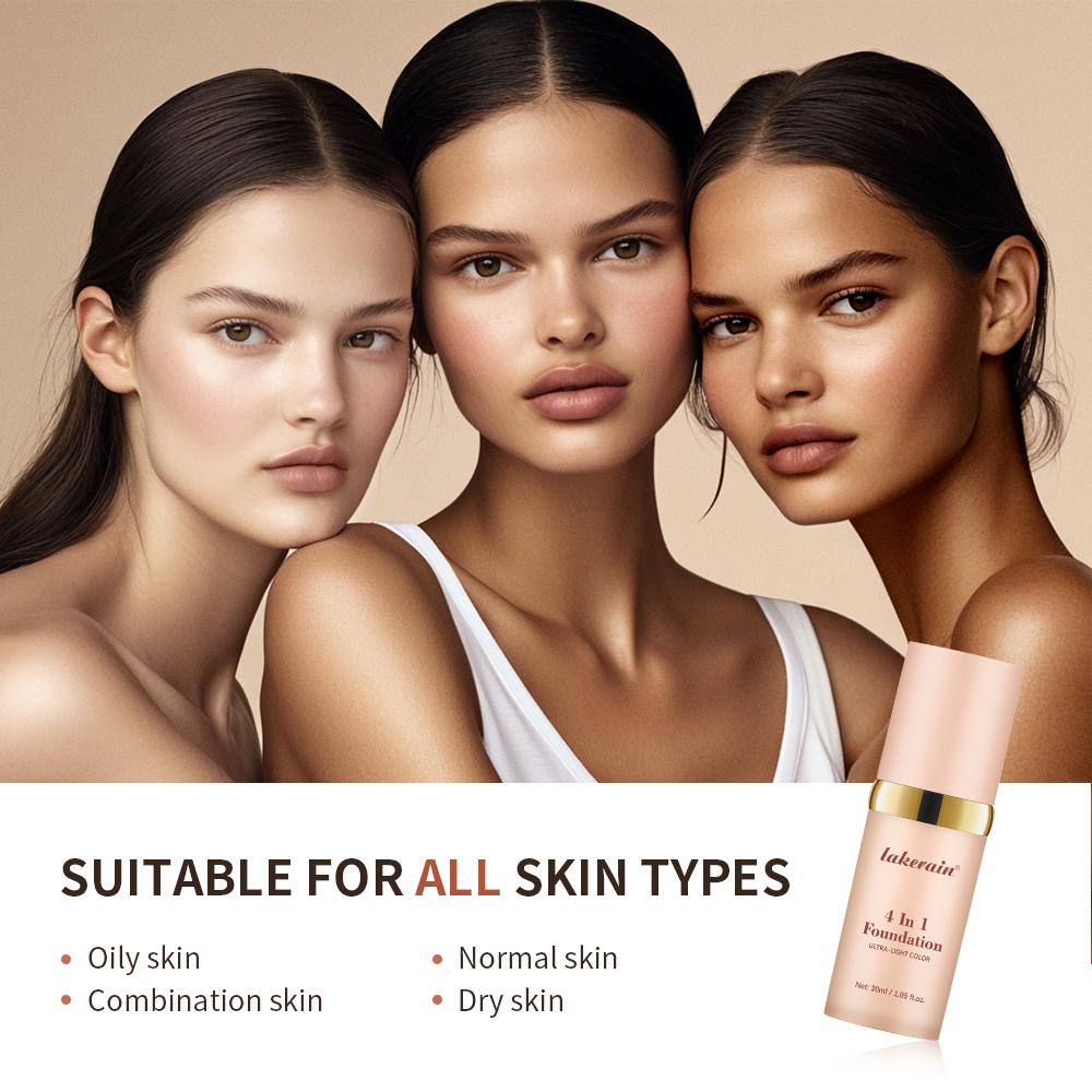 Color Changing Foundation, Perfect Concealer & Sun Protection & Moisturizing & Even Skin Toning, 4 In 1 Moisturizing Full Coverage Liquid Foundation