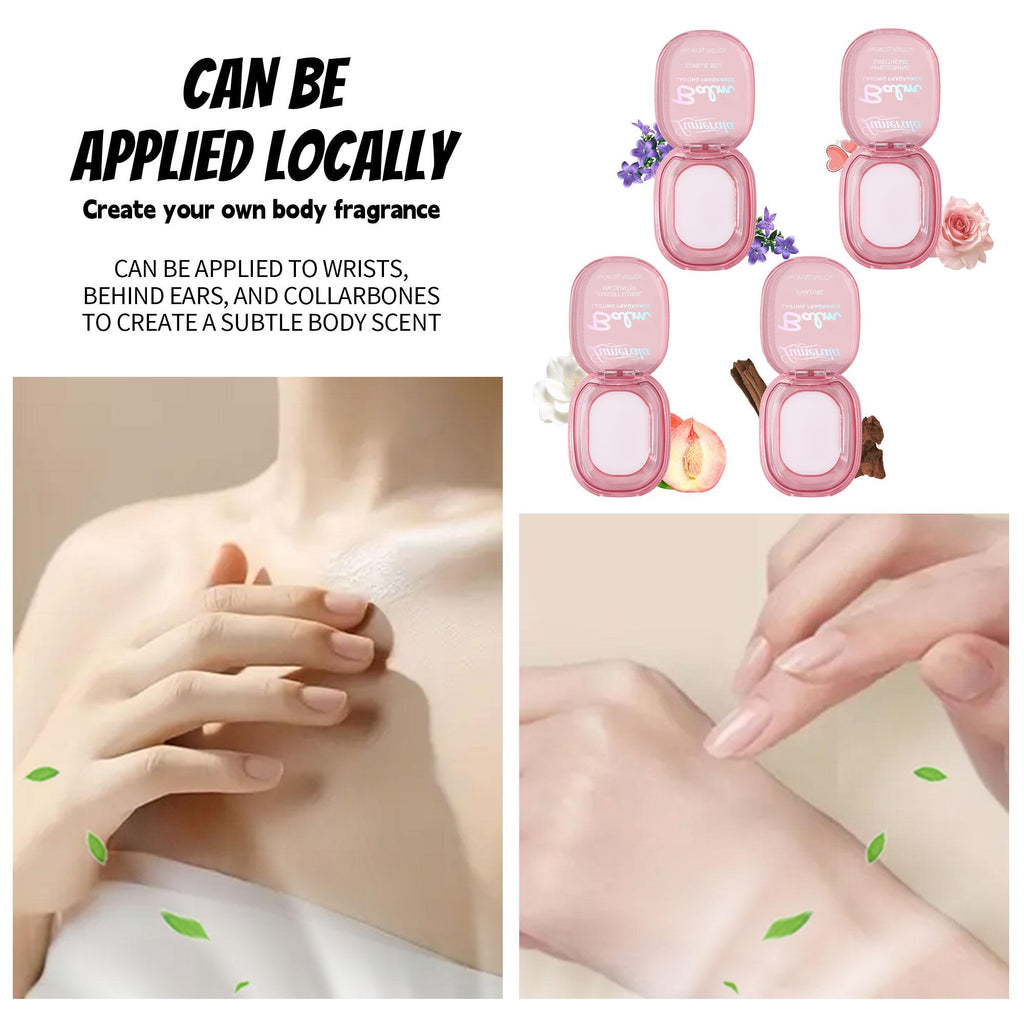 4-Scent Solid Body Fragrance Balm Set, Fresh Scent, Portable & Travel-Friendly Body Fragrance Balm for All Skin