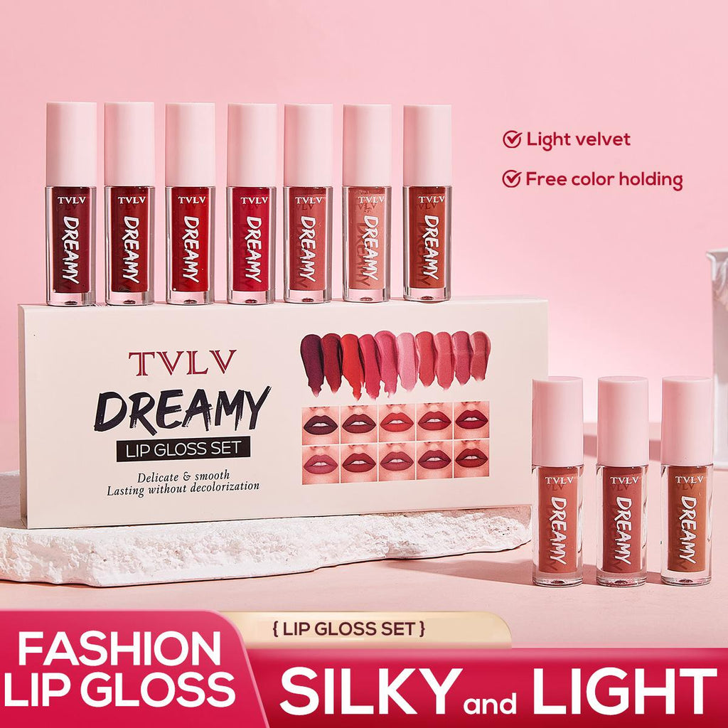 10pcs Lip Gloss Set, 10 Shades Lip Glaze Set, Waterproof, Long-Lasting, Delicate and Smooth Finish Lip Stick Set