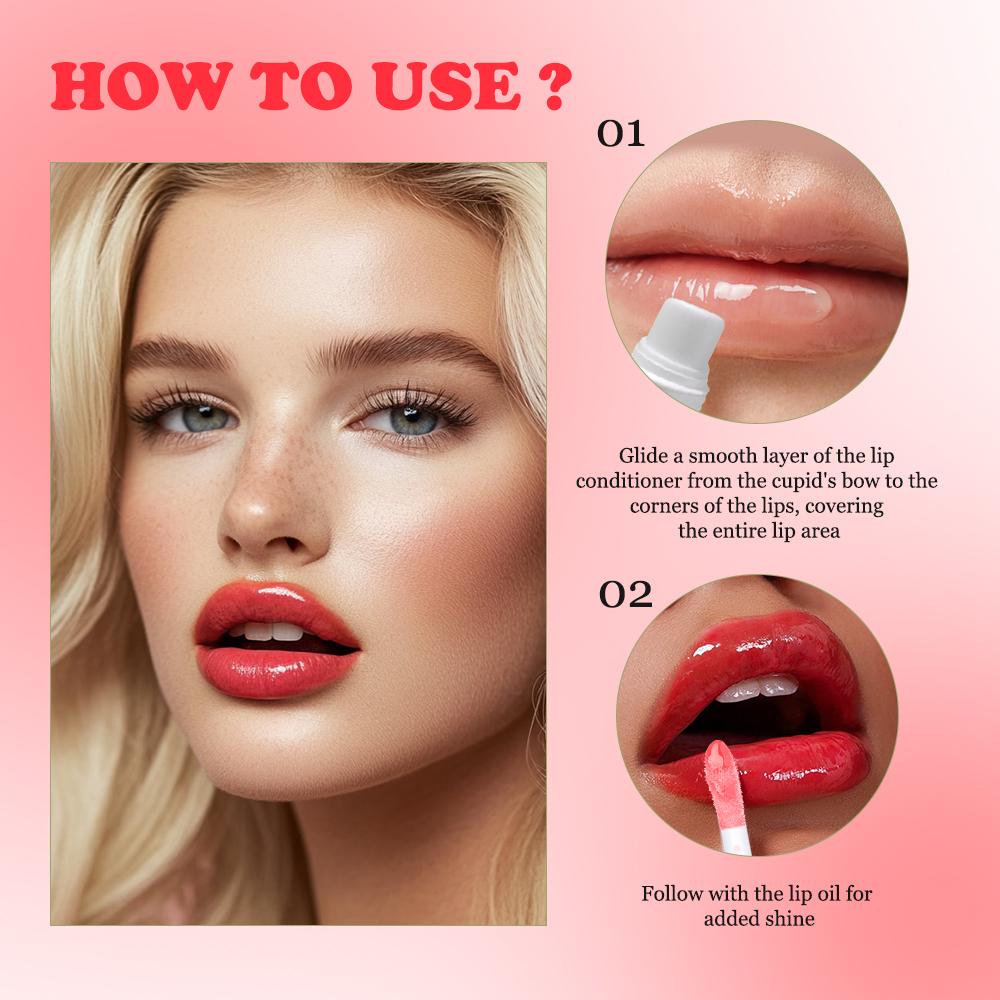 Lip Duo, Lip Conditioner & Lip Oil Set, Supreme Hydration & High-Shine Gloss, Moisturizing Lip Care Duo for Dry Chapped Lips, Travel-frindly