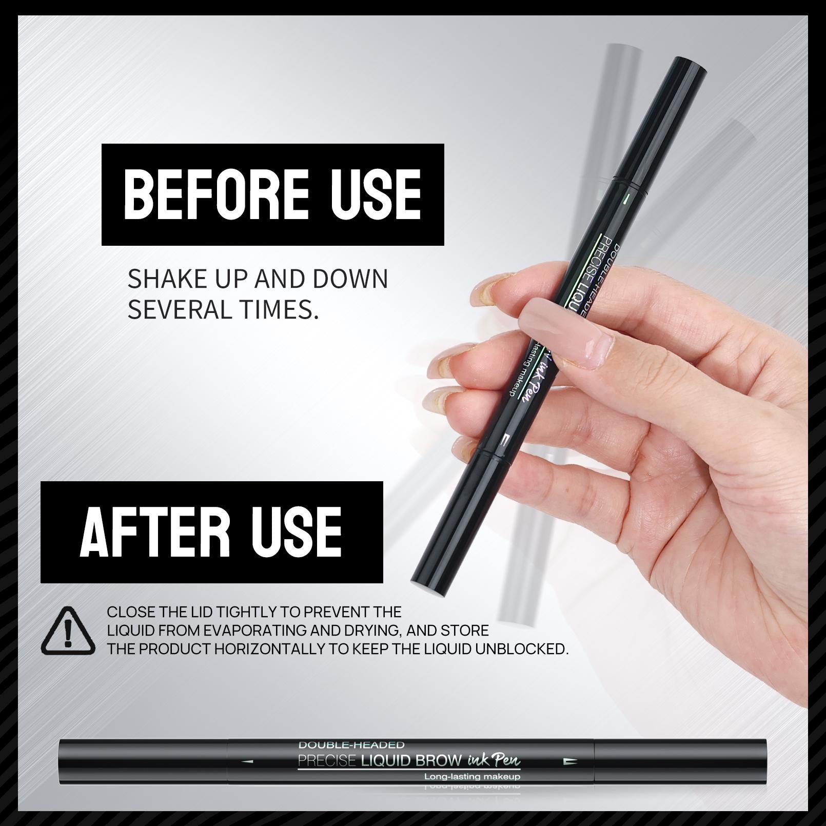Double-Ended Eyebrow Pencil with Fork Tip & Brush ¨C Precise Liquid Brow Shaping, Easy Application for Beginners, Complete Eyebrow Grooming Kit
