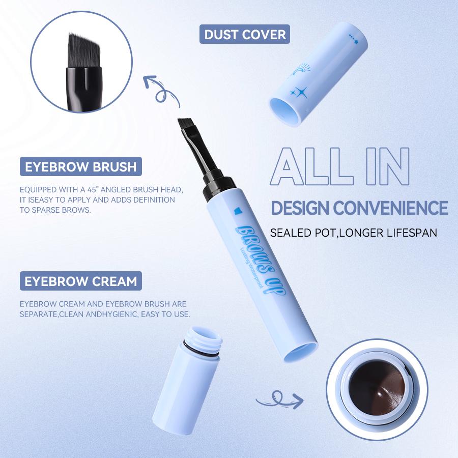 2 In 1 Eyebrow Pomade with Eyebrow Brush, Long-Lasting Eyebrow Makeup, Eyebrow Pencil