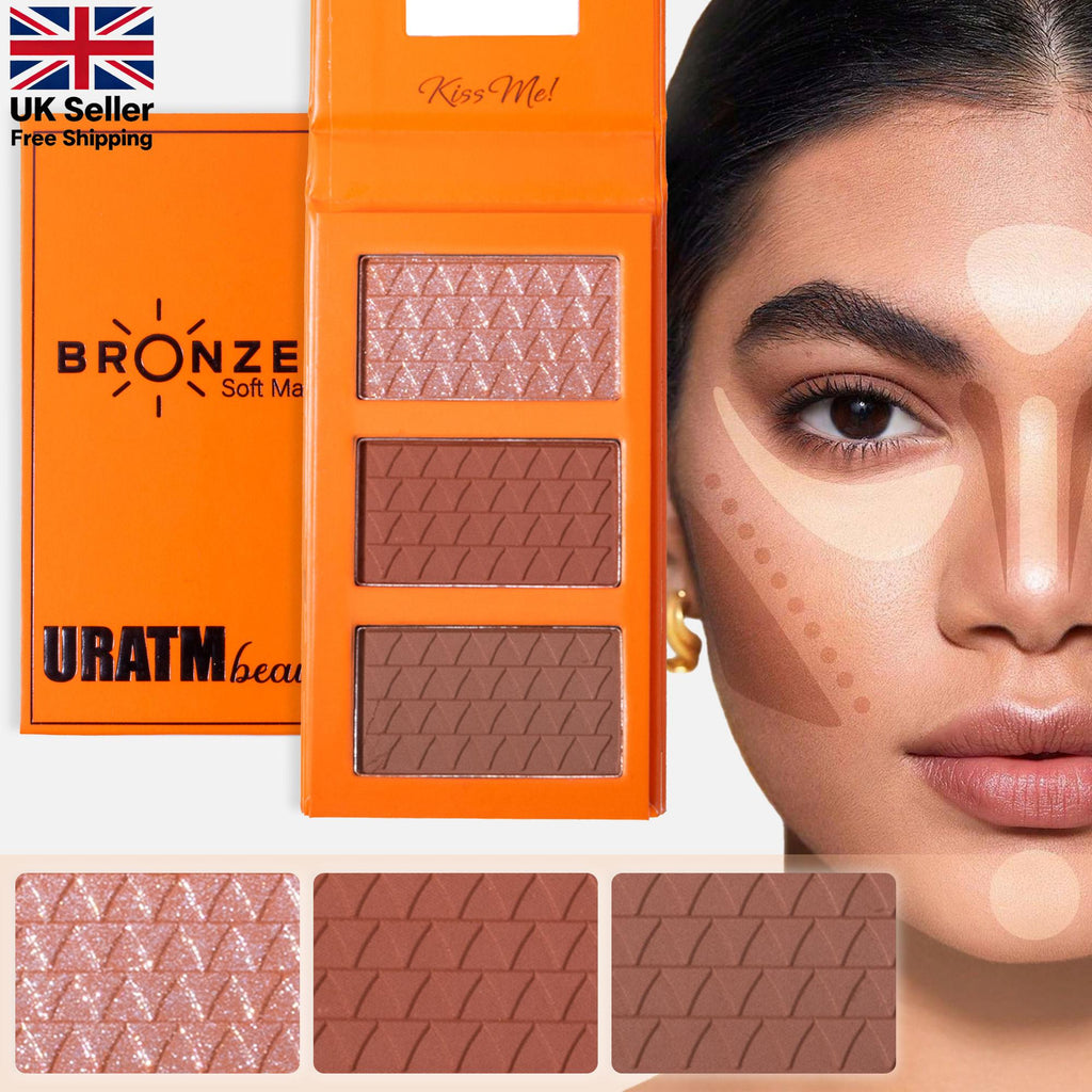 3 Colors Contour Powder Palette, Long-lasting & Create Natural 3D Effect for Women