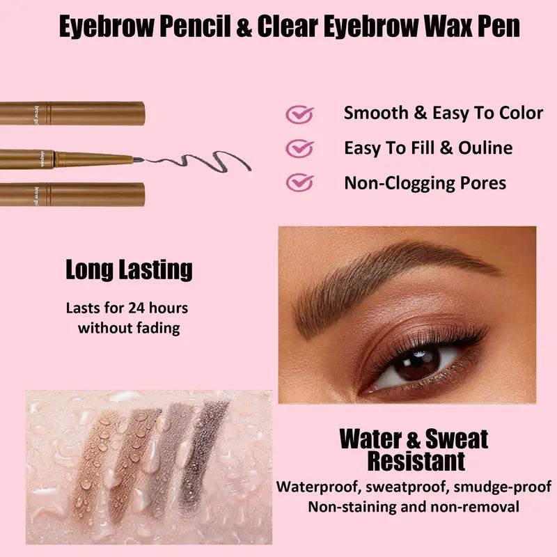 2-in-1 Eyebrow Pen & Brow Freeze Gel, Sketch, Define & Set, Smudge-Proof, Long-Lasting Definition, Eyebrow Crayon Pomade + Clear Eyebrow Wax Pencil, Brow Lift for a Natural Look