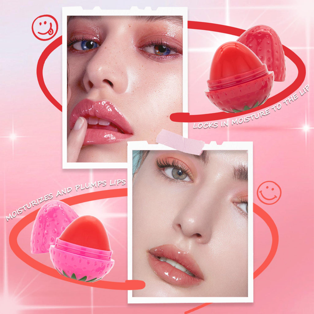 12g Lip Balm, Strawberry Lovely Shaped, Long-lasting Hydration & Travel-friendly Lip Balm