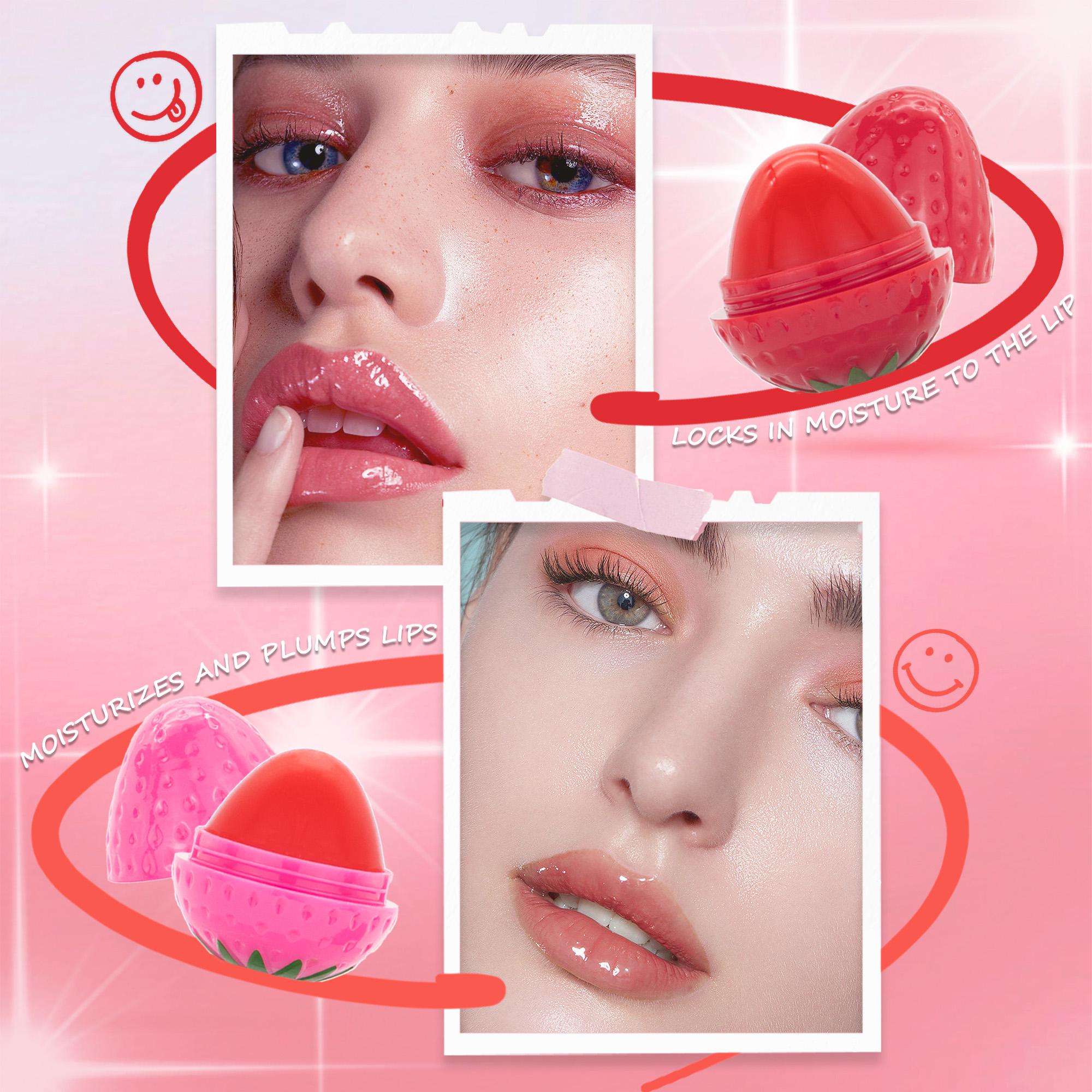 12g Lip Balm, Strawberry Lovely Shaped, Long-lasting Hydration & Travel-friendly Lip Balm