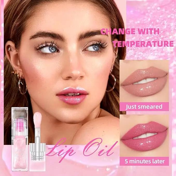 Temperature Color Changing Lip Oil, Moisturizing Easy Coloring Lip Gloss, Moisturizing Transparent Plumping Lip Oil, Ultra-hydrating for Women