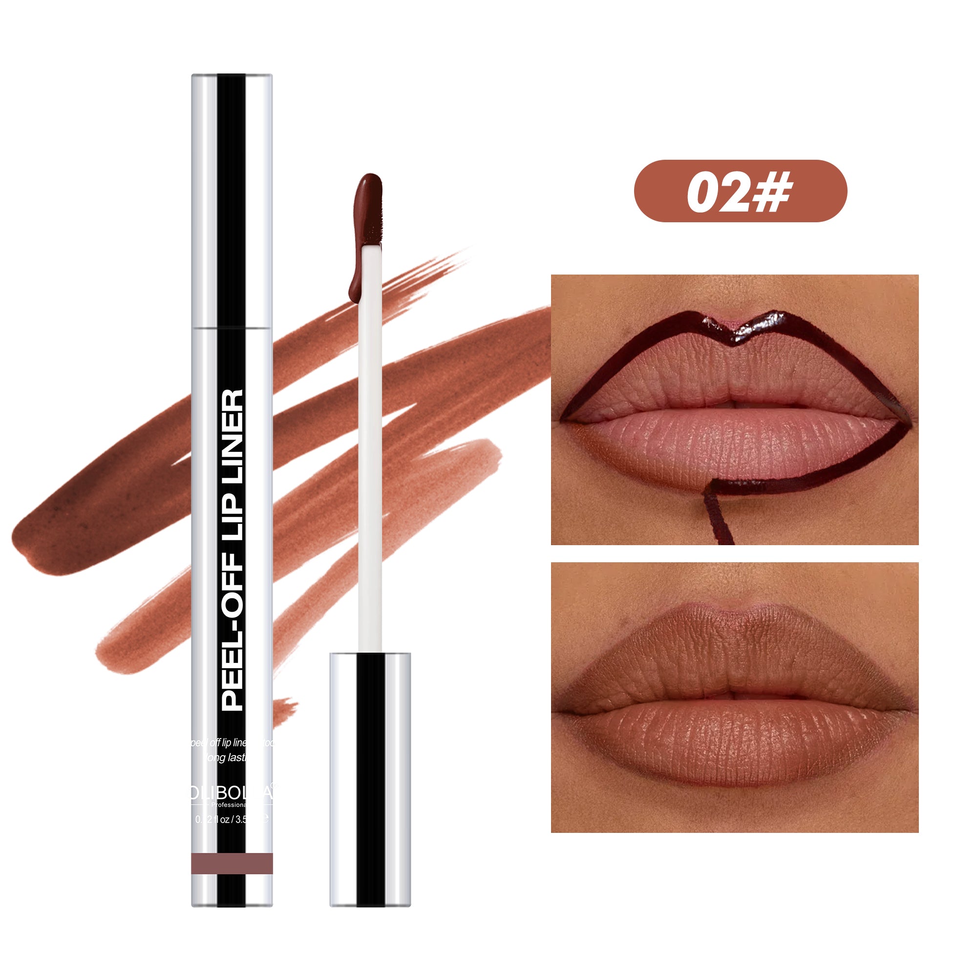 3.5ml Peel-Off Lip Liner Tattoo (Includes Tweezers), Long-lasting & Non-fading Peel Off Lip Stain for Women