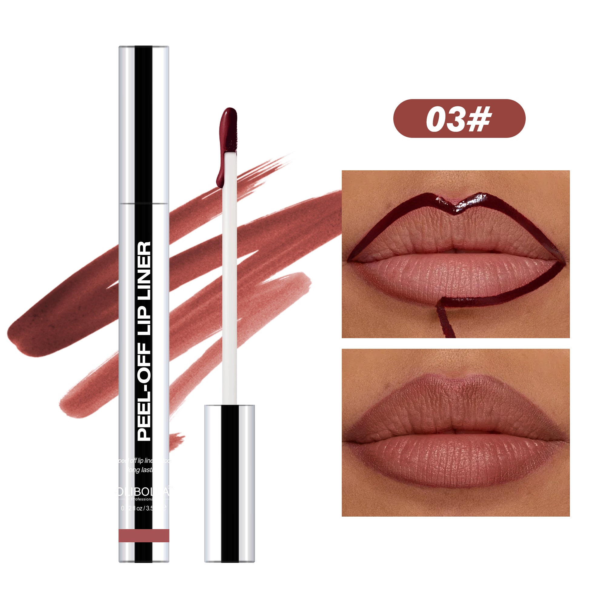3.5ml Peel-Off Lip Liner Tattoo (Includes Tweezers), Long-lasting & Non-fading Peel Off Lip Stain for Women