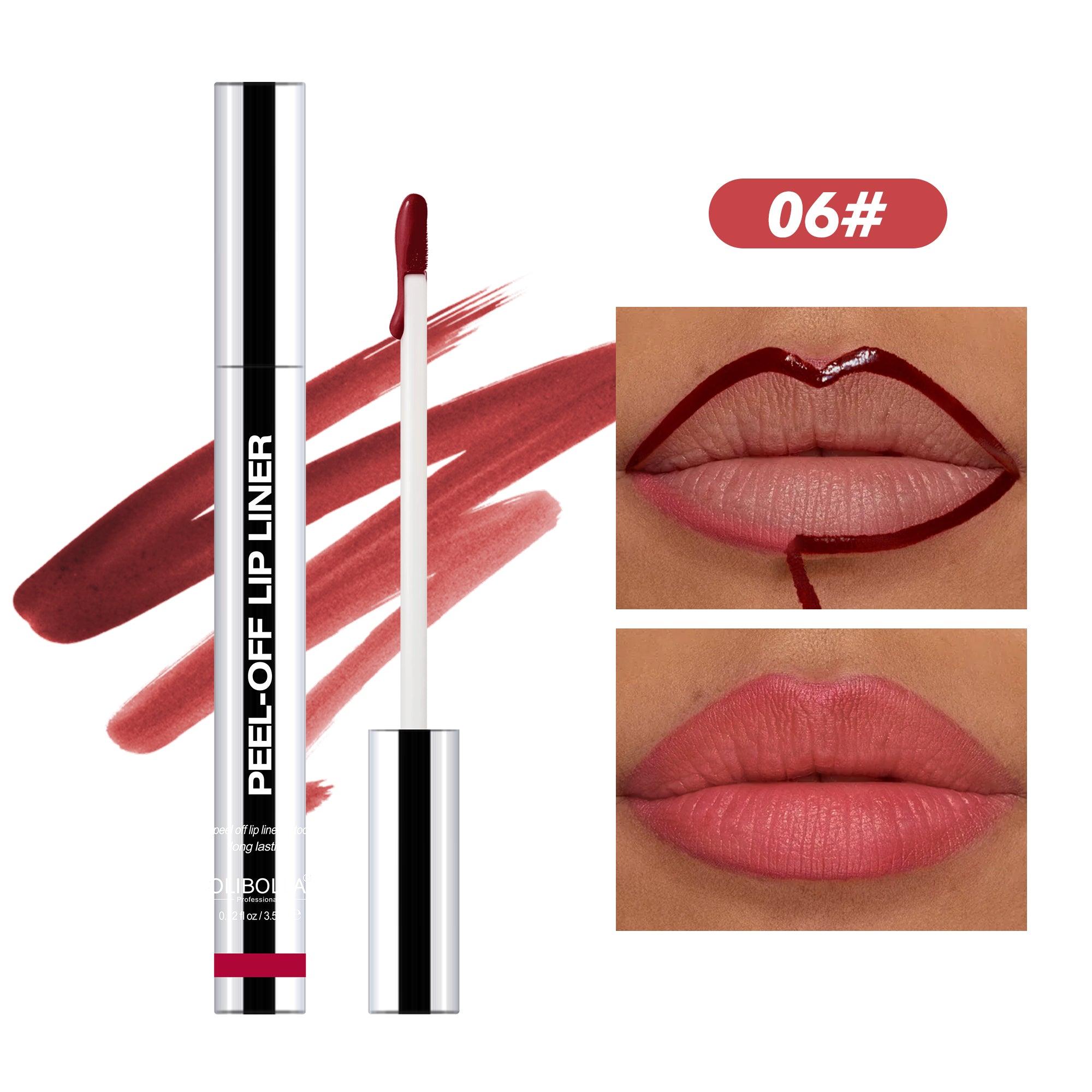3.5ml Peel-Off Lip Liner Tattoo (Includes Tweezers), Long-lasting & Non-fading Peel Off Lip Stain for Women