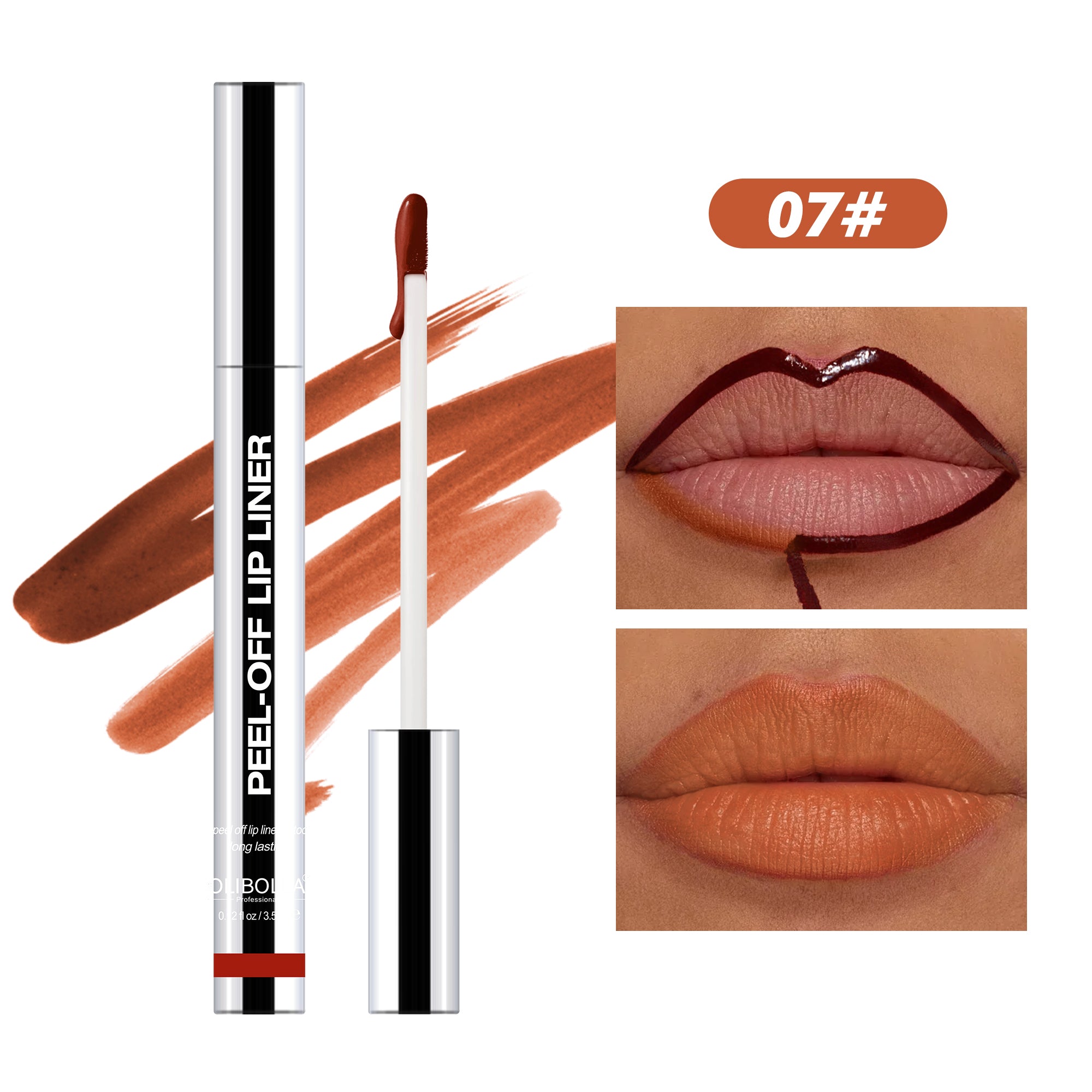 3.5ml Peel-Off Lip Liner Tattoo (Includes Tweezers), Long-lasting & Non-fading Peel Off Lip Stain for Women