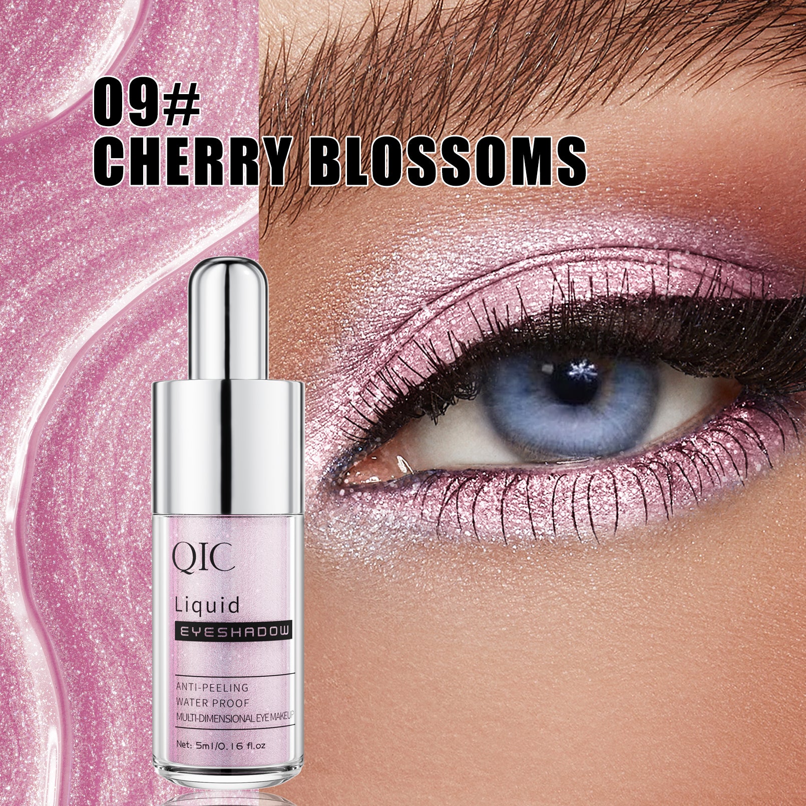 Liquid Glitter Eyeshadow, Long-lasting, Crease-proof Liquid Eyeshadow, Smudge-Proof, Metallic Shimmer Eye Makeup