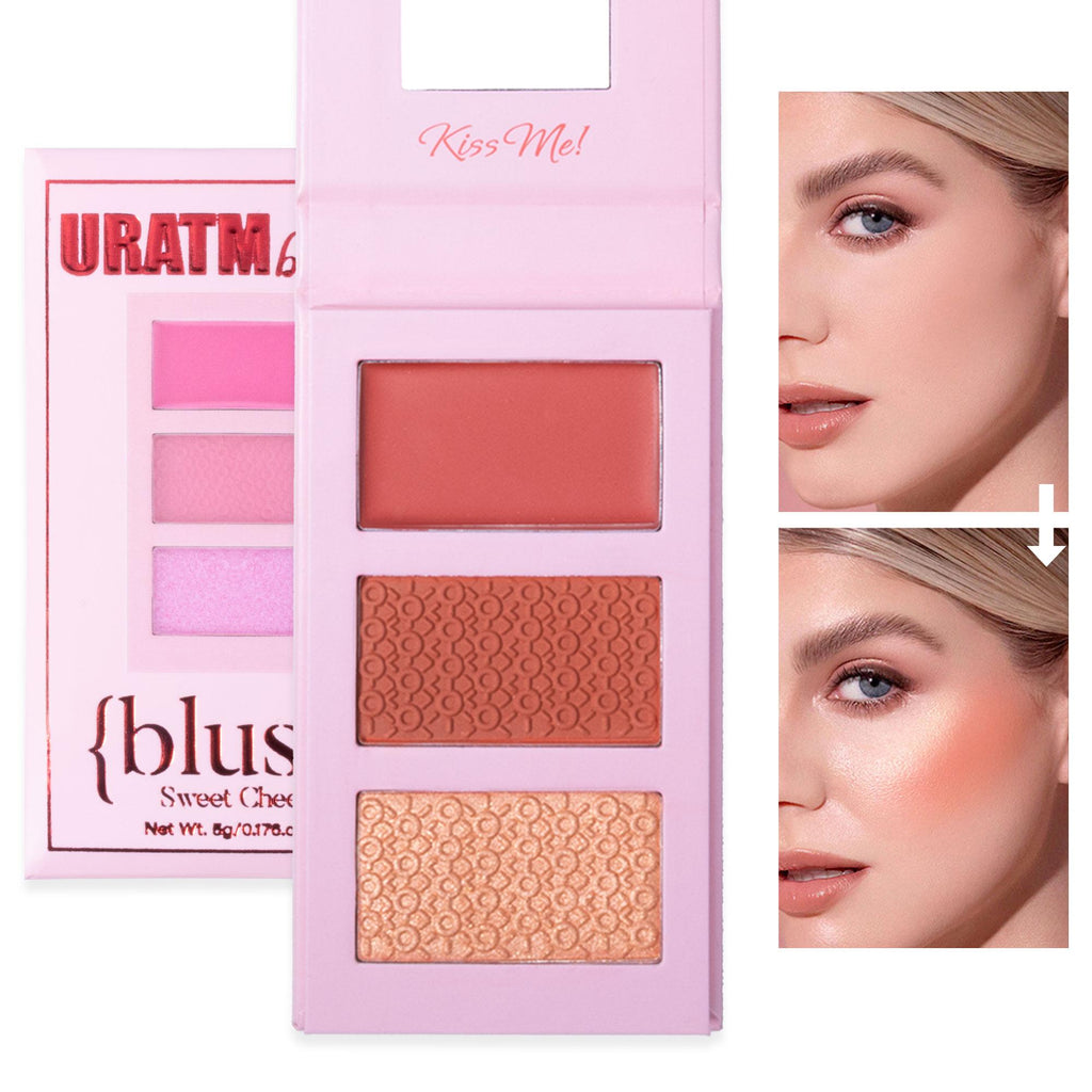 3 Colors Blush Palette, Multi-Use Makeup Powder Blush Palette, Cream Blush For Cheeks, Long-lasting with Natural Matte Finish for Women