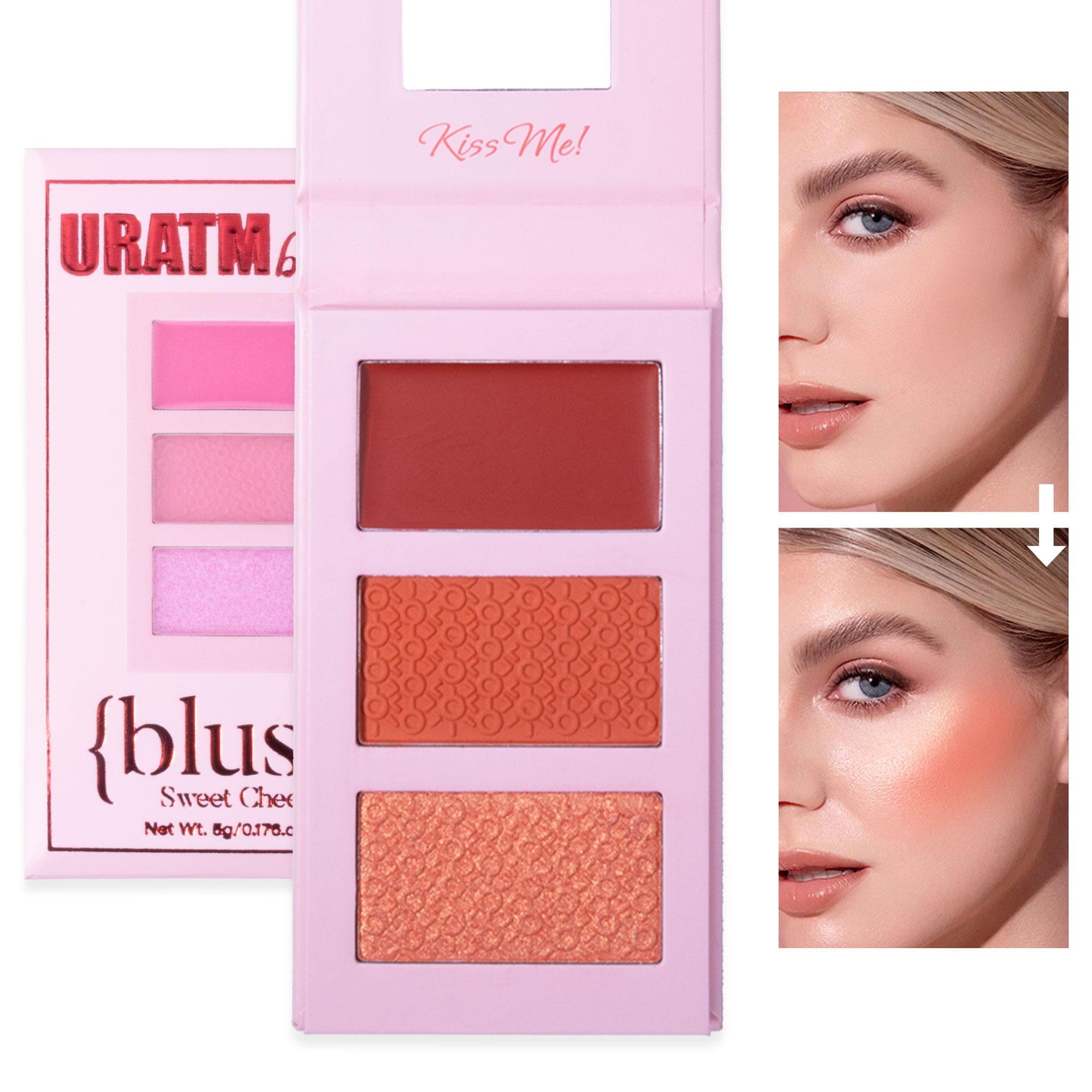 3 Colors Blush Palette, Multi-Use Makeup Powder Blush Palette, Cream Blush For Cheeks, Long-lasting with Natural Matte Finish for Women