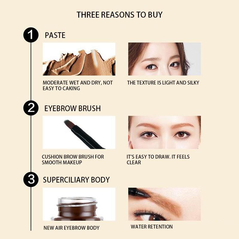 Air Cushion Eyebrow Gel with Brush, Eyebrow Color Eyebrow Gel Tinted Eyebrow Gel Waterproof Long Lasting Quick Dry Air Cushion Eyebrow Tint