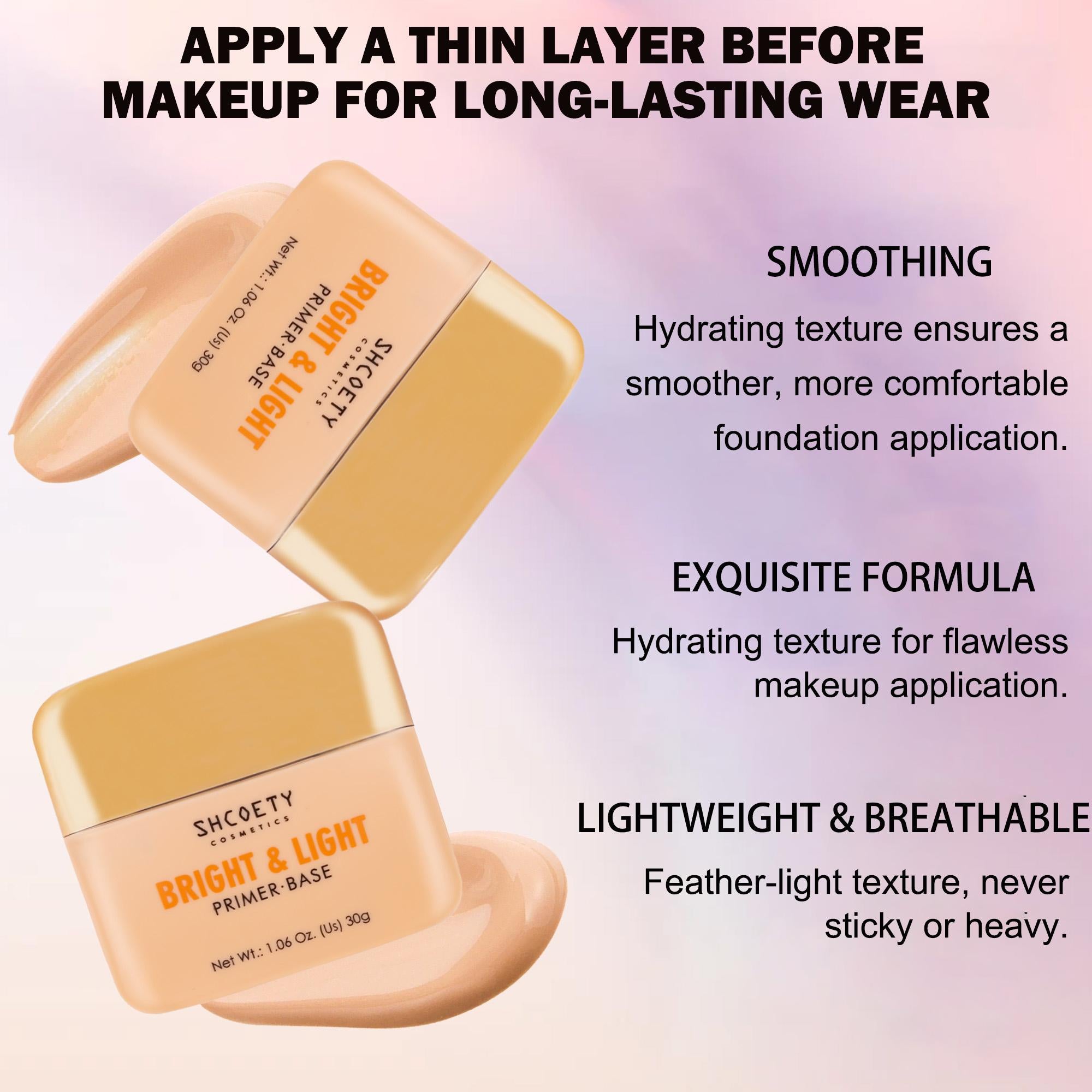 Moisturizing Makeup Primer, Long-lasting Makeup Base, Lightweight Brightening Facial Makeup Product for Women