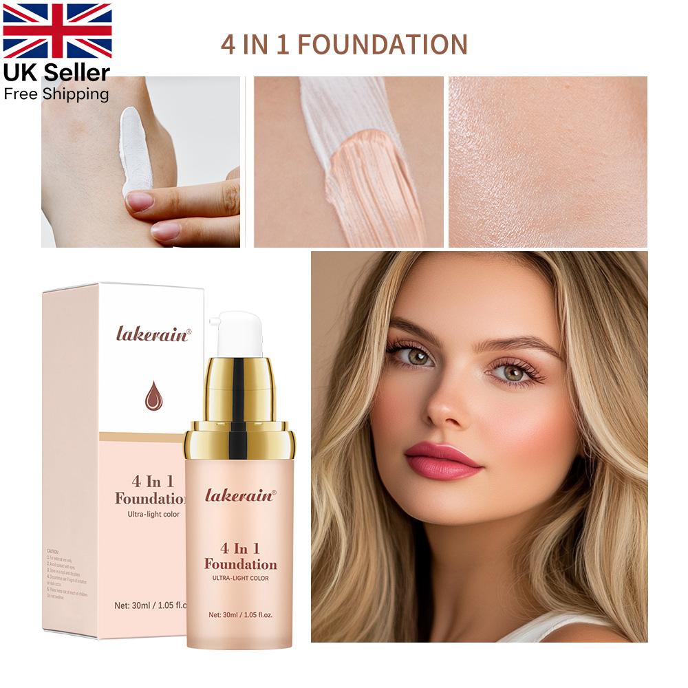 Color Changing Foundation, Perfect Concealer & Sun Protection & Moisturizing & Even Skin Toning, 4 In 1 Moisturizing Full Coverage Liquid Foundation
