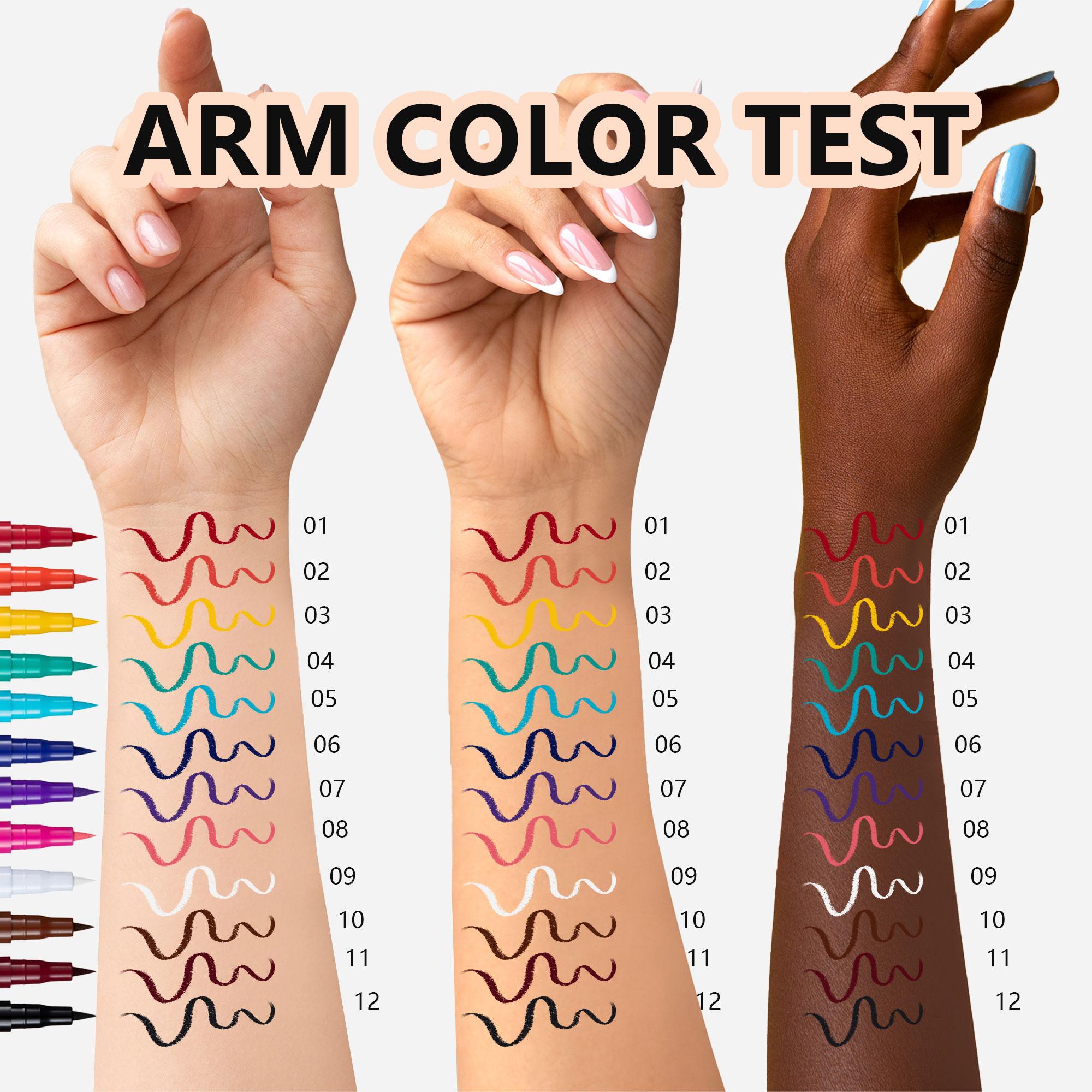Waterproof Eyeliner Pen, 12pcs Quick Drying Long Lasting Eyeliner Pen, Easy Coloring, Highly Pigmented, Smudge-proof