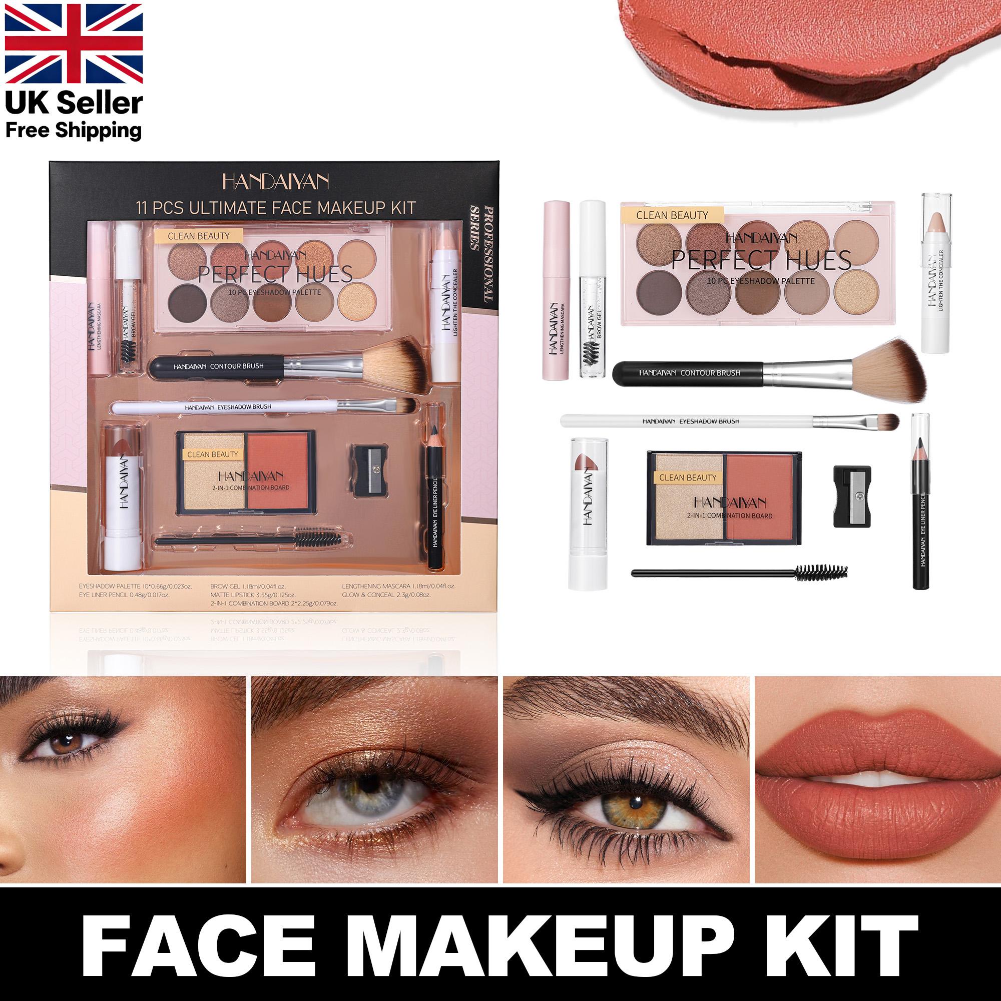 All in one Makeup Set, 11pcs Cosmetic Make Up Starter Kit with Eyeshadow Palette, Mascara, Lipstick,Eyeliner Pencil, Make up Full Kit for Teenager Girls, Make-up Set for Women, with 3PCS Brushes