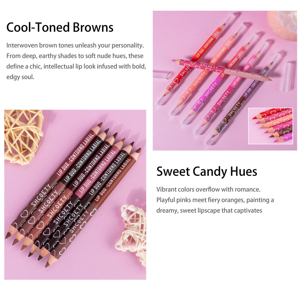 Lip Liner Pencil Set, 12 Colors Long-lasting & Smudgeproof Lip Liner for Women