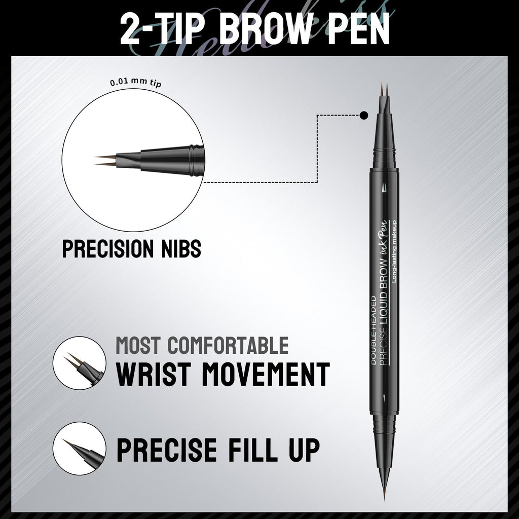 Double-Ended Eyebrow Pencil with Fork Tip & Brush ¨C Precise Liquid Brow Shaping, Easy Application for Beginners, Complete Eyebrow Grooming Kit